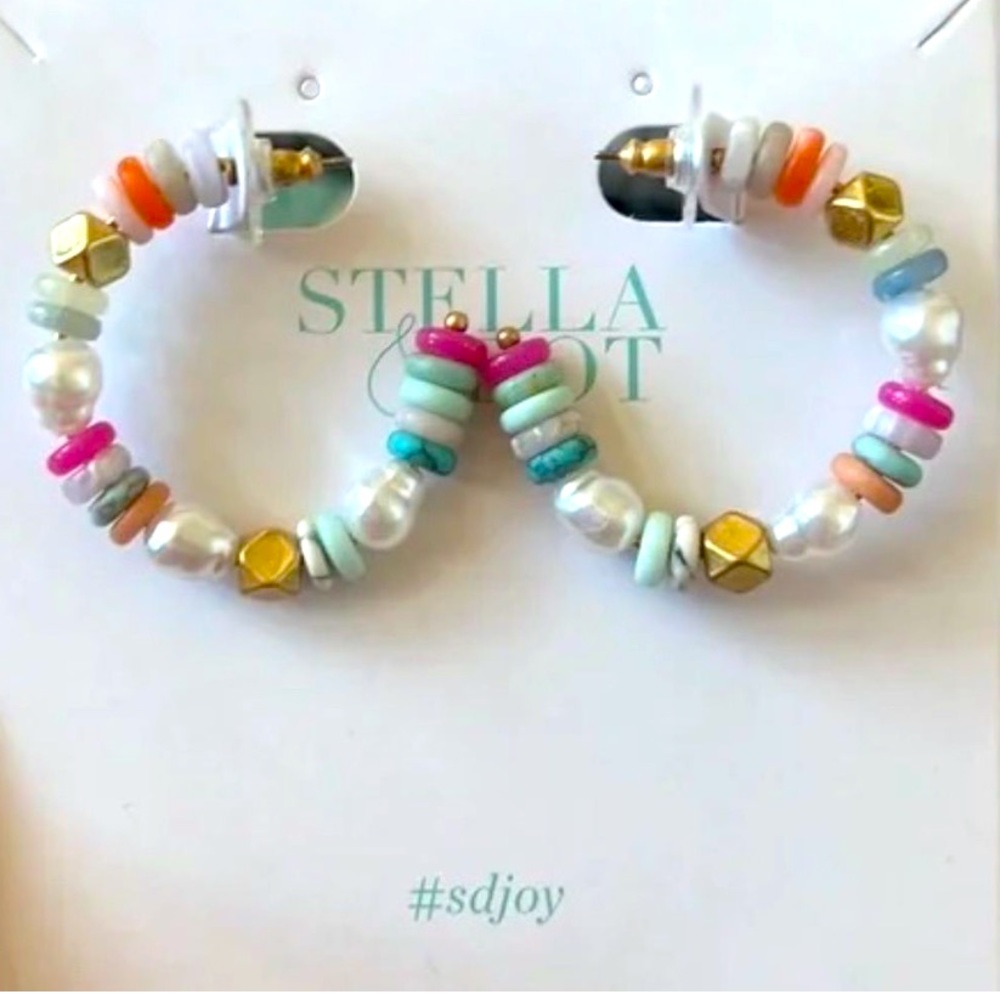 :: Stella & Dot Modern Bohemian Colorful Beaded Hoop Earrings - Picture 5 of 5